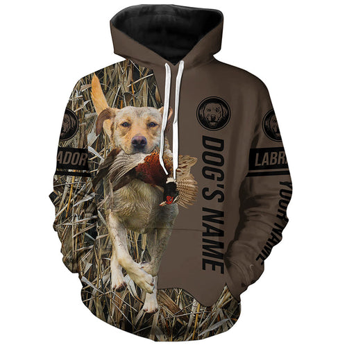 Yellow Labrador Retriever Hunting dog customized Name Shirt, camo and brown color FSD4670
