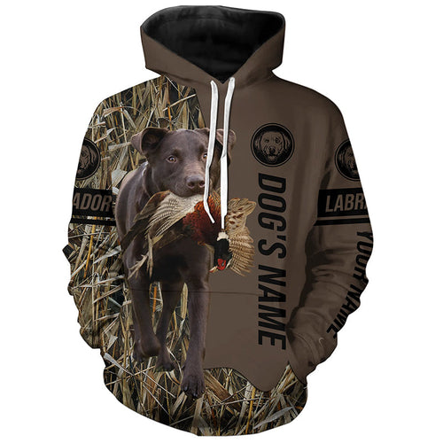 Chocolate Labrador Retriever Hunting dog customized Name Shirt, camo and brown color FSD4671