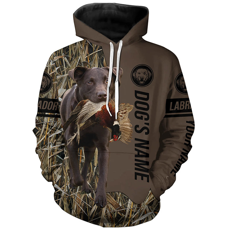 Chocolate Labrador Retriever Hunting dog customized Name Shirt, camo and brown color FSD4671
