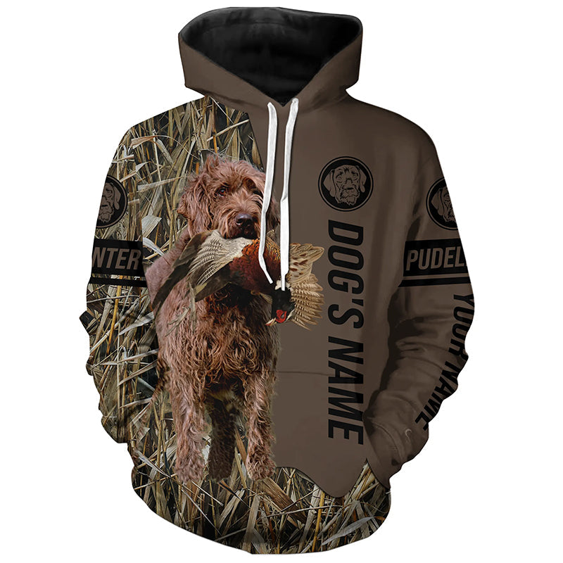 Pudelpointer Hunting dog customized Name Shirt, camo and brown color FSD4673