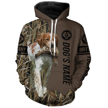 Load image into Gallery viewer, Brittany Hunting dog customized Name Shirt, camo and brown color FSD4677