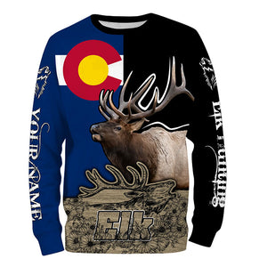 Colorado Elk Hunting CO flag Custom Name Full printing Shirts, Personalized Elk hunting gifts FSD3125