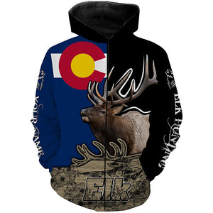 Colorado Elk Hunting CO flag Custom Name Full printing Shirts, Personalized Elk hunting gifts FSD3125