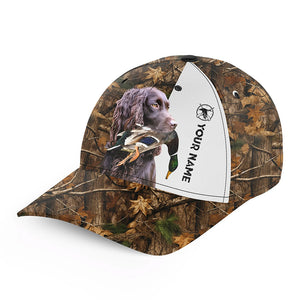 Duck hunting with Dog Boykin Spaniel 3D camo Custom Name hunting hat Adjustable Unisex hunting Baseball hat FSD2638