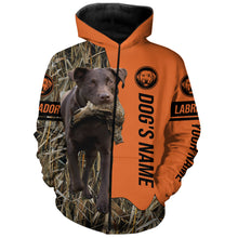 Load image into Gallery viewer, Chocolate Labrador Retriever Hunting Dog Customized Name Zip Up Hoodie Shirt FSD4076