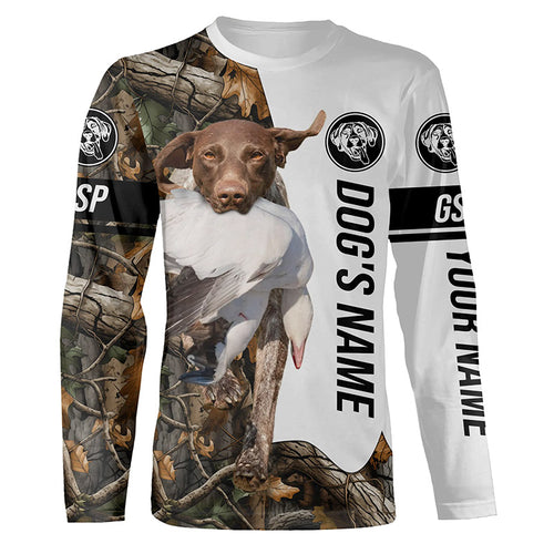 Snow Goose Hunting Dog GSP customize name Camo Full Printing Shirts, Best Hunting Gifts FSD3449