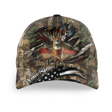 Load image into Gallery viewer, Deer Hunting American Flag camo hunting Hat, Hunting Baseball hat Personalized hunting gift FSD3141