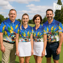 Load image into Gallery viewer, Funny Hawaiian Bird Golf Jersey, Personalized Tropical Parrot Womens Golf Polo Shirt NHT1190