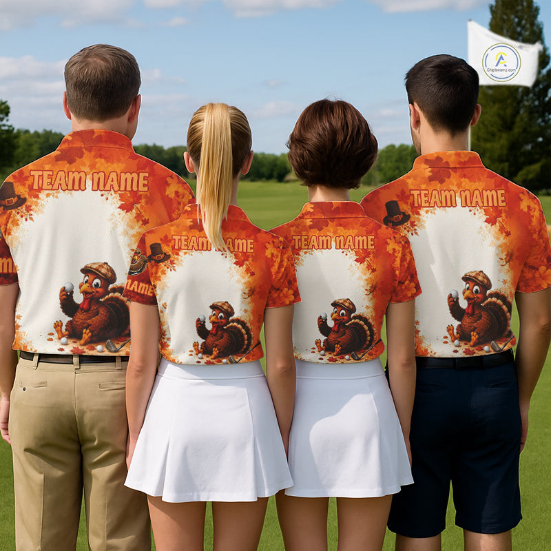 Thanksgiving Turkey Women Golf Polo Shirt Custom Name, Personalized Fall Golf Tops NHT1336