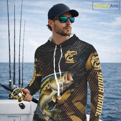 Bass Hooded Fishing Shirts Long Sleeve Sport Style Personalized Name, Fishing Shirt Jersey NHT512
