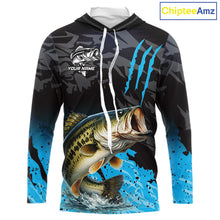 Load image into Gallery viewer, Hooded Largemouth Bass Fishing Jerseys For Men, Custom Bass Performance Fishing Apparel NHT513