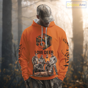 Deer Hunting Orange Hoodie, Long Sleeve Shirt Custom Name, Team Name Gilf For Hunter  NHT05