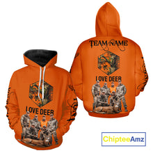 Load image into Gallery viewer, Deer Hunting Orange Hoodie, Long Sleeve Shirt Custom Name, Team Name Gilf For Hunter  NHT05
