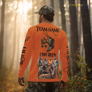 Deer Hunting Orange Hoodie, Long Sleeve Shirt Custom Name, Team Name Gilf For Hunter  NHT05