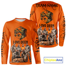 Load image into Gallery viewer, Deer Hunting Orange Hoodie, Long Sleeve Shirt Custom Name, Team Name Gilf For Hunter  NHT05