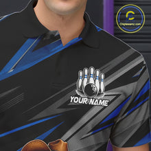 Load image into Gallery viewer, Personalized Team Jersey Men's Custom Cowboy Duck Bowling Polo &amp; 1/4 Zip Shirt |Blue NHT1206