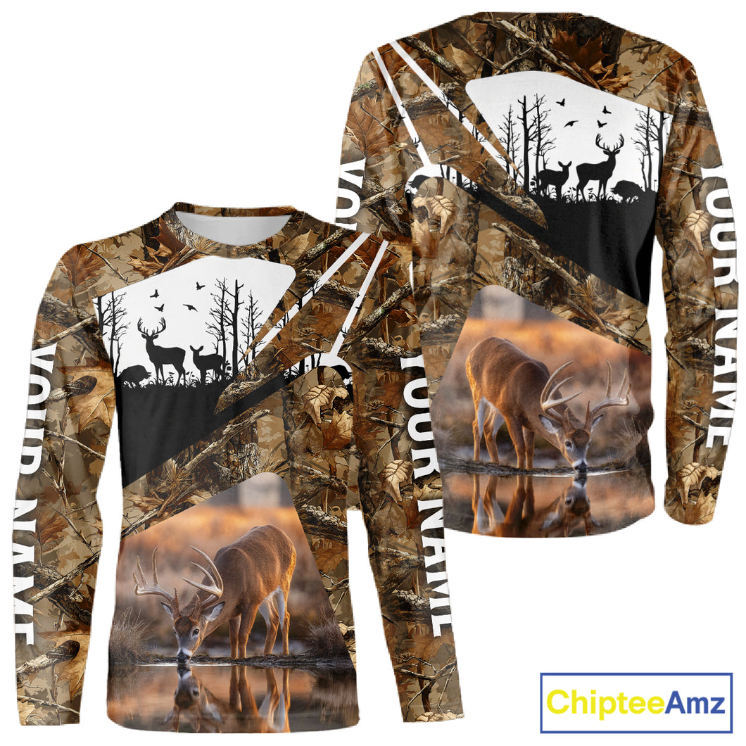 Deer Hunting 3D All Over Print Shirt Personalized Brown Fall Season Camo Hunting Clothes NHT204