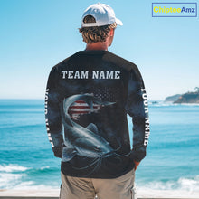 Load image into Gallery viewer, Personalized American Flag Catfish Fishing Shirts Long Sleeve, Patriotic Catfish Fishing  NHT523