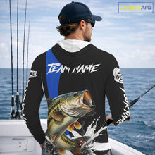 Load image into Gallery viewer, Personalized Bass Fishing Jersey, Bass Hooded Fishing Shirt Long Sleeve Fishing Apparel For Men NHT872