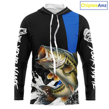 Load image into Gallery viewer, Personalized Bass Fishing Jersey, Bass Hooded Fishing Shirt Long Sleeve Fishing Apparel For Men NHT872