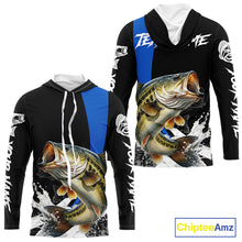 Load image into Gallery viewer, Personalized Bass Fishing Jersey, Bass Hooded Fishing Shirt Long Sleeve Fishing Apparel For Men NHT872