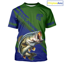 Load image into Gallery viewer, Green Blue Bass Fishing Apparel For Men, Short Sleeve Fishing T-Shirts For Fisher NHT873