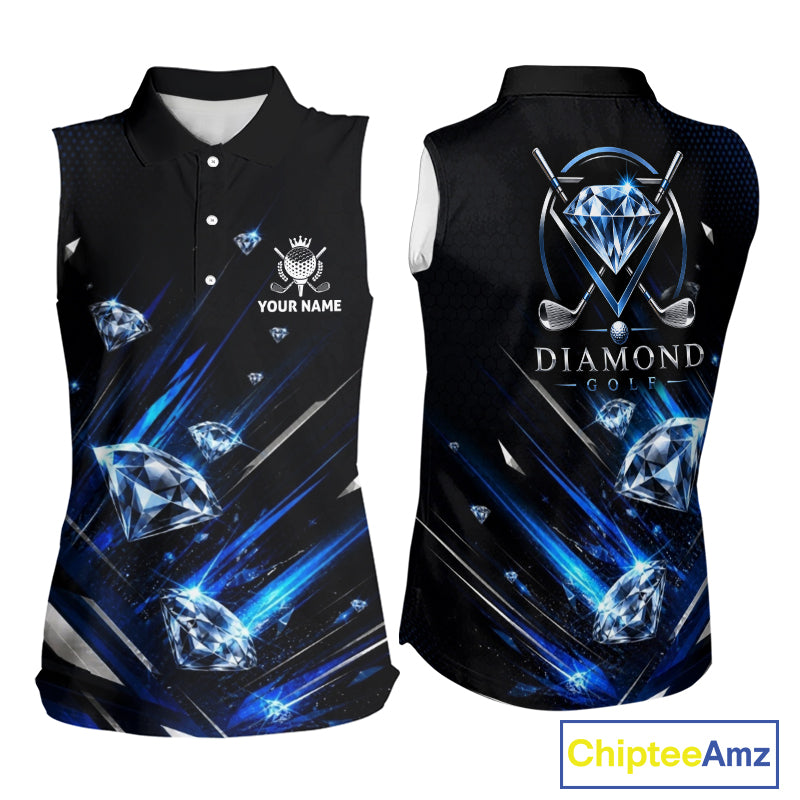 Funny Sleeveless Womens Diamond Golf Polo Shirt –  Performance Golf Shirt,  Golf Top NHT878