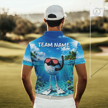 Load image into Gallery viewer, Funny Snorkeling Golf Ball Polo Shirt For Men – Beach Ocean 3D Print, Custom Team Name NHT879