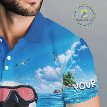 Load image into Gallery viewer, Funny Snorkeling Golf Ball Polo Shirt For Men – Beach Ocean 3D Print, Custom Team Name NHT879