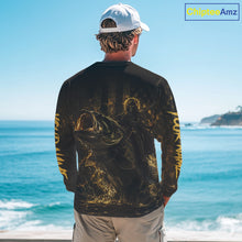 Load image into Gallery viewer, Grim Reaper Bass Fishing Jersey, Largemouth Bass Long Sleeve Performance Fishing Shirt|Yellow NHT1210