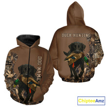 Load image into Gallery viewer, Custom Photo of Brown Hunting Dog and Your Name Shirt for Duck Hunters  NHT337