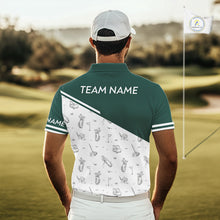 Load image into Gallery viewer, Green White Golf Pattern Mens Golf Tops Custom Gentleme Golf Shirts, Green Golf Tops NHT884