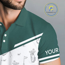 Load image into Gallery viewer, Green White Golf Pattern Mens Golf Tops Custom Gentleme Golf Shirts, Green Golf Tops NHT884