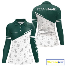 Load image into Gallery viewer, Green White Golf Pattern Womens Golf Tops Custom Gentleme Golf Shirts, Green Golf Tops NHT884