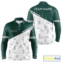Load image into Gallery viewer, Green White Golf Pattern Mens Golf Tops Custom Gentleme Golf Shirts, Green Golf Tops NHT884