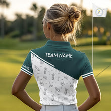 Load image into Gallery viewer, Green White Golf Pattern Womens Golf Tops Custom Gentleme Golf Shirts, Green Golf Tops NHT884