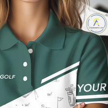 Load image into Gallery viewer, Green White Golf Pattern Womens Golf Tops Custom Gentleme Golf Shirts, Green Golf Tops NHT884
