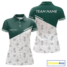 Load image into Gallery viewer, Green White Golf Pattern Womens Golf Tops Custom Gentleme Golf Shirts, Green Golf Tops NHT884