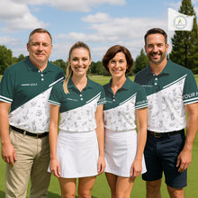 Load image into Gallery viewer, Green White Golf Pattern Womens Golf Tops Custom Gentleme Golf Shirts, Green Golf Tops NHT884