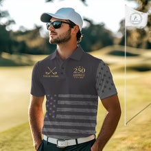 Load image into Gallery viewer, Black &amp; Gold American 250Th Anniversary Mens Golf Polo Shirts, Golf Gifts For Team NHT887