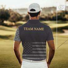 Load image into Gallery viewer, Black &amp; Gold American 250Th Anniversary Mens Golf Polo Shirts, Golf Gifts For Team NHT887