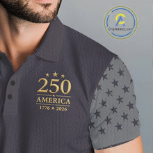 Load image into Gallery viewer, Black &amp; Gold American 250Th Anniversary Mens Golf Polo Shirts, Golf Gifts For Team NHT887