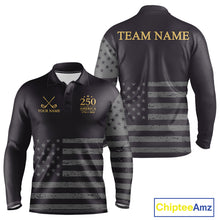 Load image into Gallery viewer, Black &amp; Gold American 250Th Anniversary Mens Golf Polo Shirts, Golf Gifts For Team NHT887