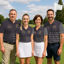 Load image into Gallery viewer, Black &amp; Gold American 250Th Anniversary Mens Golf Polo Shirts, Golf Gifts For Team NHT887