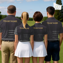 Load image into Gallery viewer, Black &amp; Gold American 250Th Anniversary Mens Golf Polo Shirts, Golf Gifts For Team NHT887