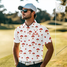Load image into Gallery viewer, Funny Mushroom Mens Golf Polo Shirt, Personalized Mushroom Red White Pattern Golf Jersey NHT888