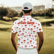 Load image into Gallery viewer, Funny Mushroom Mens Golf Polo Shirt, Personalized Mushroom Red White Pattern Golf Jersey NHT888