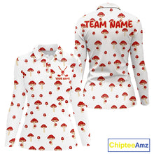 Load image into Gallery viewer, Funny Mushroom Womens Golf Polo Shirt, Personalized Mushroom Red White Pattern Golf Jersey NHT888