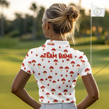 Load image into Gallery viewer, Funny Mushroom Womens Golf Polo Shirt, Personalized Mushroom Red White Pattern Golf Jersey NHT888