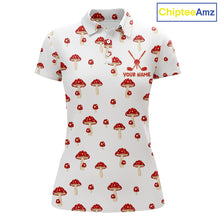 Load image into Gallery viewer, Funny Mushroom Womens Golf Polo Shirt, Personalized Mushroom Red White Pattern Golf Jersey NHT888